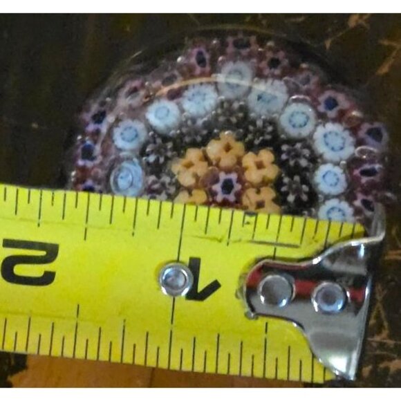 2 Paperweights Millefiori Glass Round Square Blue Crystal Apx. 2" - Picture 6 of 15